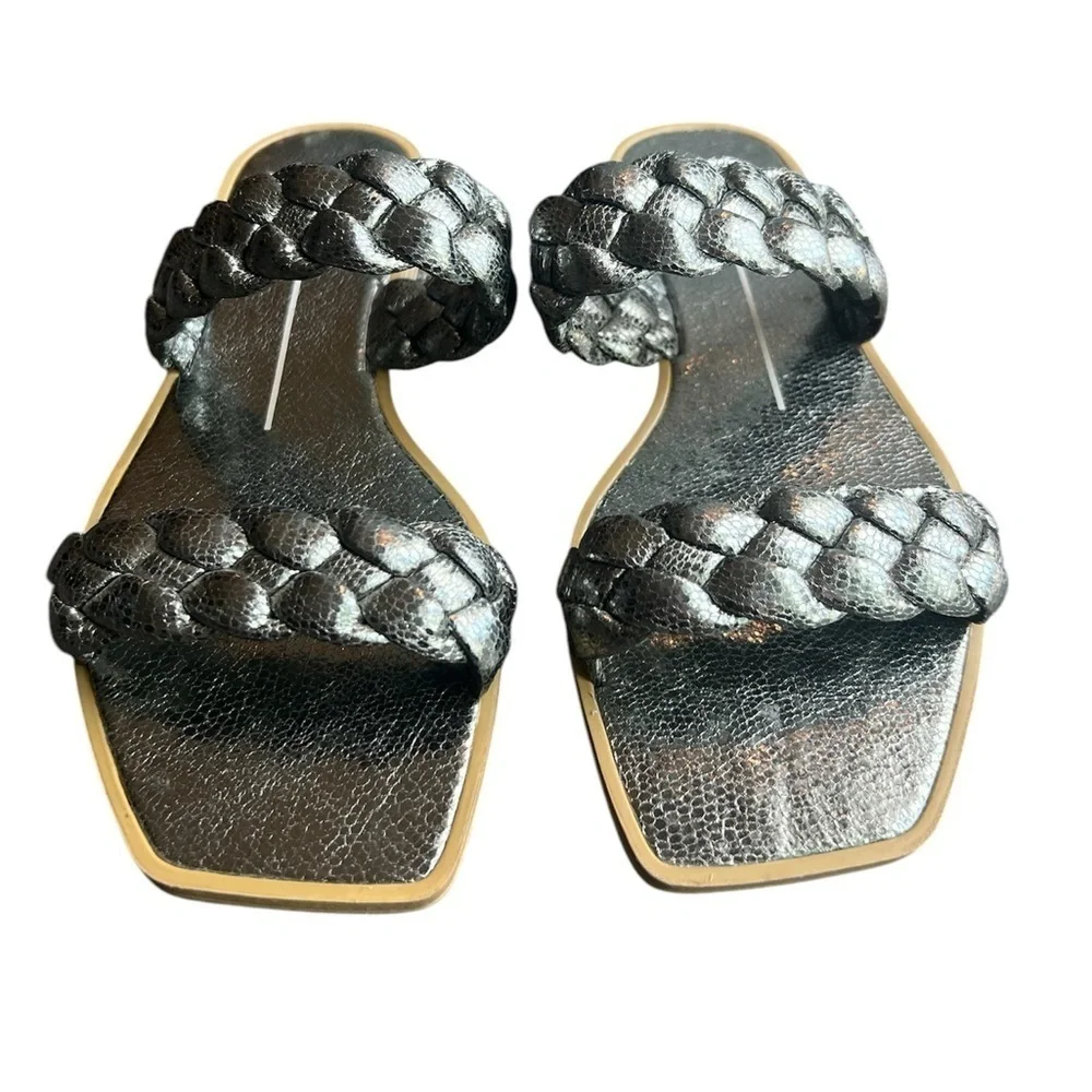 Dolce Vita Stella Silver gun metal Metallic Indy double braided Sandals size 6